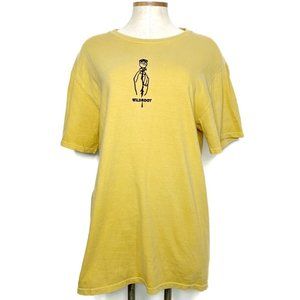 WILDROOT yellow & black rose embroidered tee